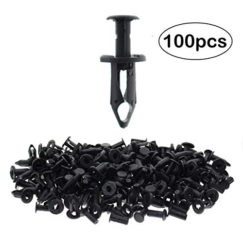 AUTOKAY 100PCS ATV Nylon Bumper Fender Clips Push Retainer Fasteners Panel Shield Rivet Push-Type Clips for Honda Suzuki Kawasaki Polaris