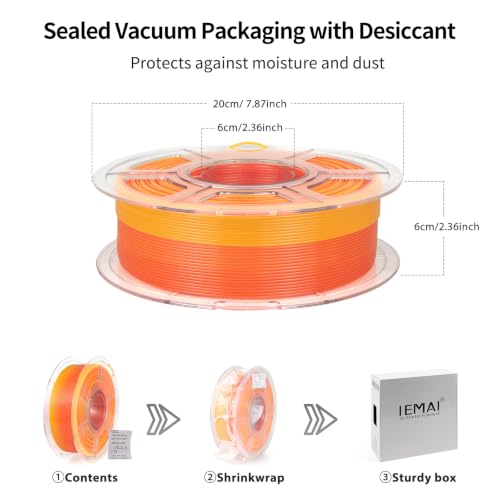 Image of IEMAI Translucent PETG Filament 1.75mm 1kg, Dual Color Gradient Red to Orange 3D Printer Filament Up to 600mm /s Rapid Printing for Lampshades Artwork & Home Decor