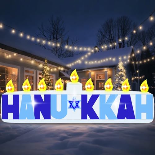 Danxilu Long 8 FT Hanukkah Inflatable Outdoor Decoration Blow Ups Candle Yard Decorations with Built-in LED Lights Inflatables Hanukkah Candle for Outside Indoor Lawn Garden Jewish Holiday Decor