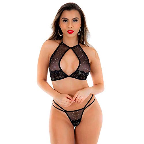 Lingerie Conjunto Lolita Star Tamanho único Preto