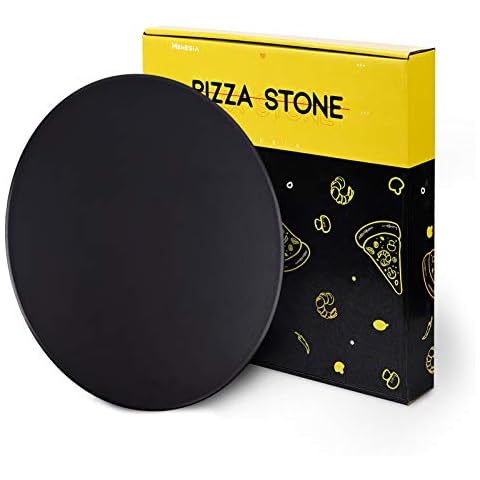 Menesia 12 Inch Black Non-stick Ceramic Pizza Stone Pan, Baking Stones for Ovens & Grill & BBQ, Round Oven Cooking Stone Cover