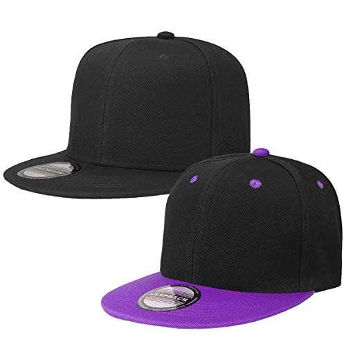Image of Classic Snapback Hat Cap Hip Hop Style Flat Bill Blank Solid Color Adjustable Size