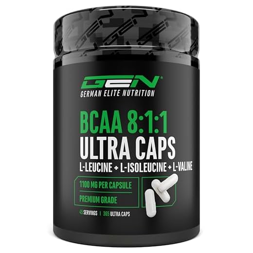 BCAA Ultra Caps - 365 Kapseln mit hochdosierten 1100 mg pro Kapsel - Premium: Leistungsstarkes 8:1:1 Verhältnis - Leucin, L-Isoleucin, L-Valin - Verzweigtkettige essentielle Aminosäuren