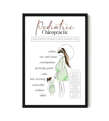 Pediatric Chiropractic Poster - Family Chiropractor - Chiropractic Office Wall Decor - Pregnancy Poster - Prenatal Chiropractor Poster Decor Office - Medical Room - Poster 11X17 Inch Unframed, White