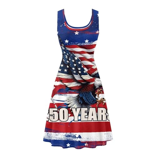 Image of Dreaweet Casual Sleeveless Dresses for Women Girls, Round Neck Tank Dresses with Pockets Summer Sundress Size XS-4XL