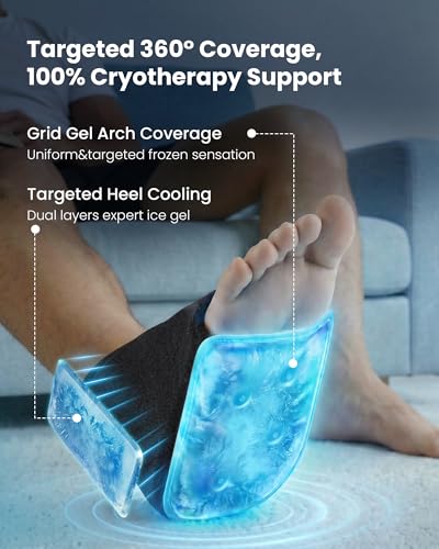 Image of Heel Plantar Fasciitis ice Pack with 2-Layer Cooling Gel for 30-Min Cold Therapy, Ankle Foot Reusable Ice Pack Wrap for Achilles Tendonitis, Sprained Ankles, Swelling, Foot Pain Relief (2, PRO)
