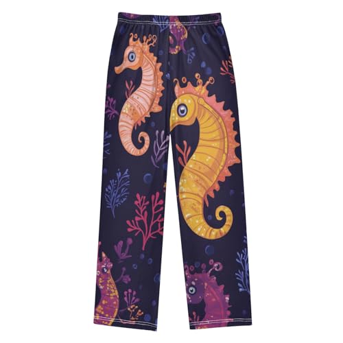 ZZXXB Cute Seahorse Boys Long Pants Soft Trousers Elastic Waist Kids Lounge Bottoms with Pockets S-XL2