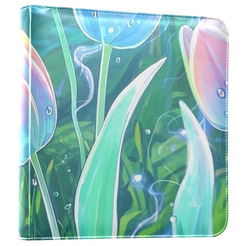 Photo Album 4x6, 5x7,6x8,Artificial Leather Photo Albums with 20 Detachable Sheets Tulips Print for Family Wedding,Multi 13