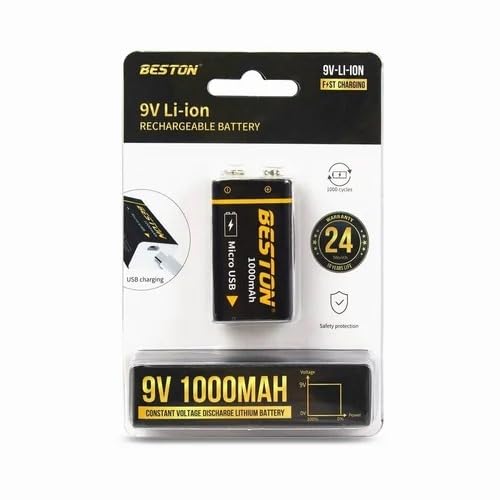 Compatible with Bestfire 1000mAh 9v Li-ion Rechargeable Constant Volt Discharge Lithium Battery (Pack of 1)