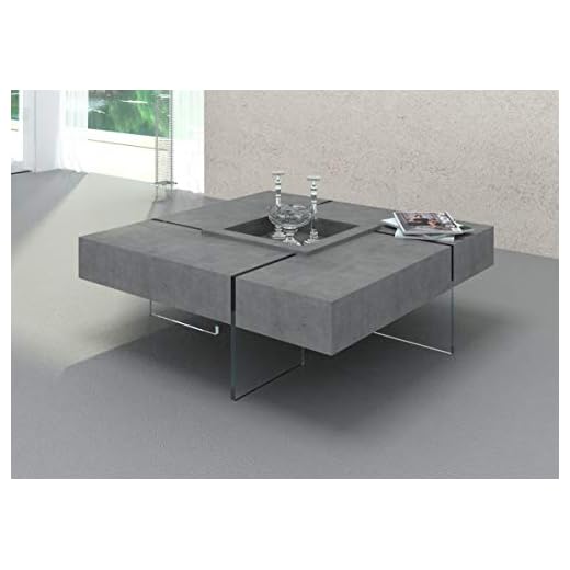 Limari Home Marcel Collection Modern Style Living Room Floating Coffee Table With Concrete Laminate Wood Base, Gray