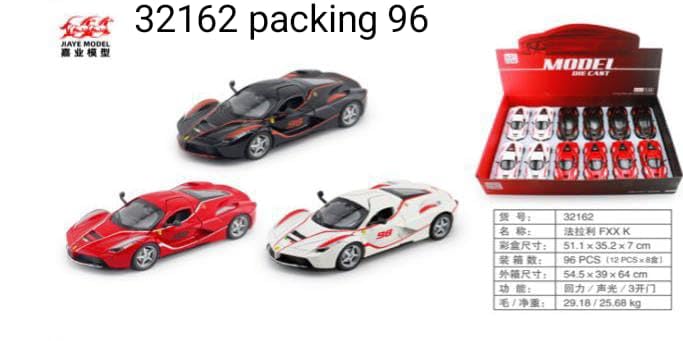Image of 1:32 Ferrari FXX K Toy Car Diecast Metal Pull Back Car - 4 Openable Doors with Sound & Light | Perfect Toy & Gift for Kids 【Black】