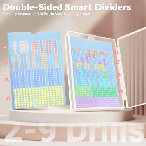 Image of twivah 27 Pcs Diamond Art Storage with Bag, 2-in-1 Diamond Art Trays Container with Lids, Diamond Painting Accessories with Color Stick, Diamond Art Kits for Adults & Kids Christmas, Birthday (Blue)