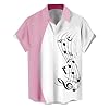 QXQLSH Funny Hawaiian Shirts for Men Musical Note Print Shirts Short Sleeve Shirt Casual Beach Summer Tshirts Regular Fit Vacation Tees, Pink, XL #4