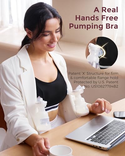 Image of Momcozy 2-in-1 Hands Free Pumping Bra, Adjustable Breast Pump Bra with Wide Support Band for Breastfeeding Moms