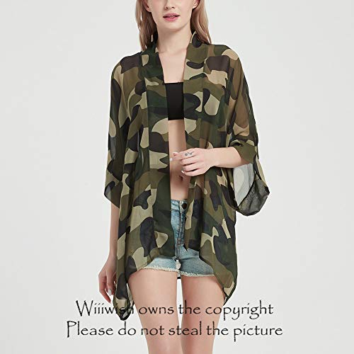 Womens Bohemian Floral Sheer Chiffon Kimono Beach Bikini Cover up Cardigan Capes Tunic2