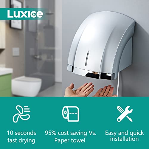 LUXICE Hand Dryer for Home Bathroom Commercial - Electric Automatic Air Hand Dryers,LX-1003 Silver