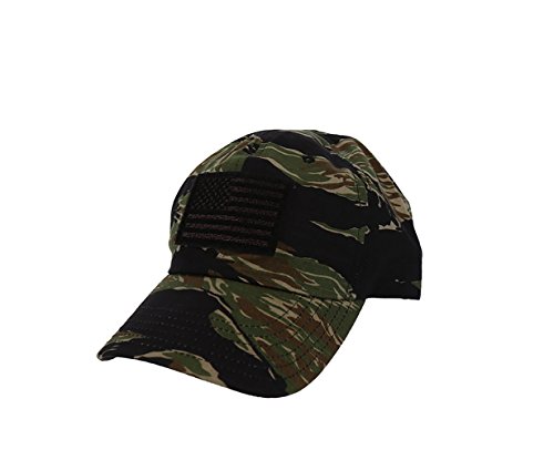 Rogue American Flag Solid Back Hat (One Size, Jungle Tiger Stripe)
