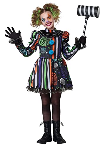 Disfraz completo de payaso Neon Nightmare talla S para niña