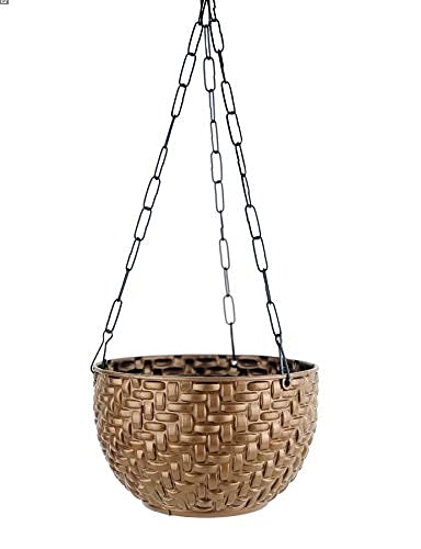 Image of Bianco Multicolor Round Rattan Woven Plastic Flower Hanging Planter /Beautiful Round Gamla Pot /Flower Hanging Pot (Pack of 3)