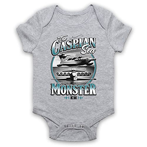 My Icon Art & Clothing Mar Caspio Monstruo Soviético Aviones Bebé Crecer, gris claro, 6-12 Meses Cover