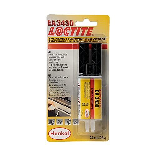 LOCTITE EA 3430, universeller 2K-Kleber zum Kleben von z. B. Glas,- Metallteilen, wasserbeständiger Epoxidharz-Kleber, Fünf-Minuten Epoxy-Klebstoff für Reparatur-Arbeiten, 1x24ml