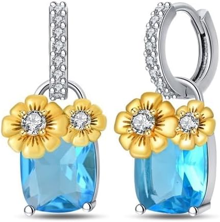 Cycuff 925 Sterling Silver Hoop Earrings Colorful Cubic Zirconia Jewelry Drop Earrings for Women Set Earring Gifts for Her - Image 2