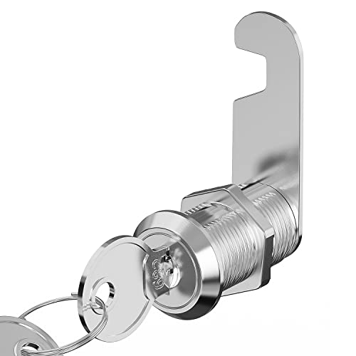 Cabinet Cam Lock Set, 5 Pack Keyed Alike Cylinder Cam Locks Secure Mailbox File Drawer Dresser Rv Compartment Lock Tool Box Replacement Hardware, Chrome-Finish Zinc Alloy (1-1/8 Inch) #TOP4