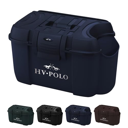 RL24 - Putzbox Grooming Box HVP-Nena Putzkoffer für Pferde Putzkasten aus Hartplastik mit Halterung für Gerte & 3 Innenbereichen robust & elegant Putzkiste in Blau (Navy)