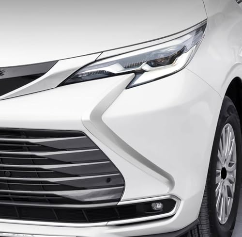 Image of Car Front Fascia Trim Compatible With Toyota Sienna 2021 2022 2023 2024 Front Grille Trim Headlight blade trim Exterior Car Accessories ABS 2PCS(Glossy Chrome Style)