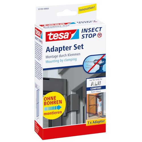 tesa Insect Stop Fliegengitter Adapter-Set für ALU COMFORT Türen - zur Montage von tesa Insect Stop Insektenschutzgittern - ohne Bohren - für Tür- und Fensterrahmen von 13 bis 20 mm - weiß