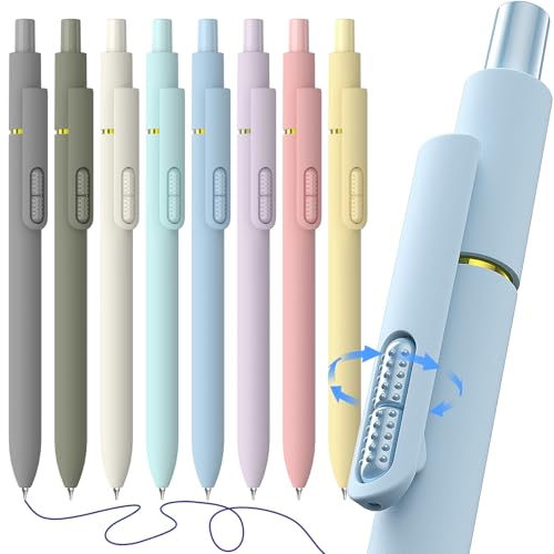 Hiacry 8 Pack Blue Ink Gel Pens，Quick-Dry 0.7mm Fine Point Fidget Pens for Smooth Writing,