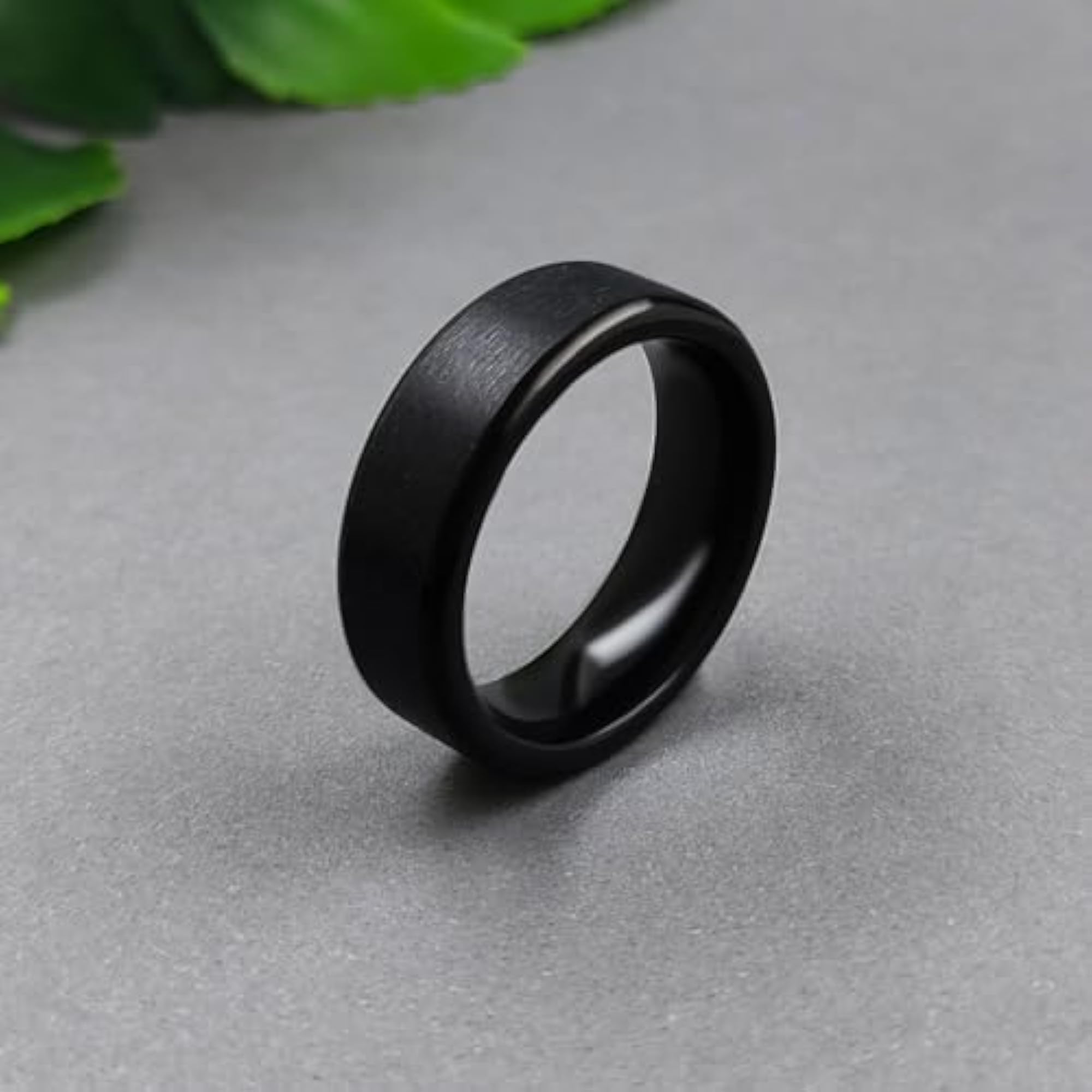 Men's Black Brushed Tungsten Carbide Band Ring