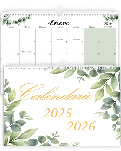Qupuce Calendario 2026 Pared Noviembre 2025 - Dicembre 2026 | Planificador Mensual A4 | calendario nevera | Organizador Familiar para Casa Oficina Escolar (Calendario pared 2026)