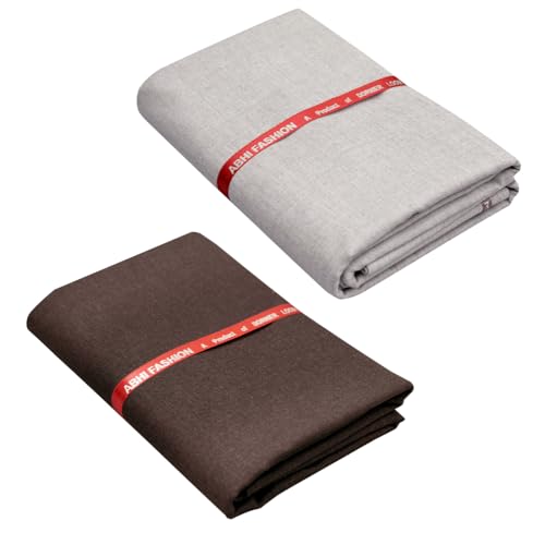 Image of Abhi Fashion Men's Cotton Feel Blend Formal Unstitched Combo Trouser Fabric For Men (Pack Of 2)