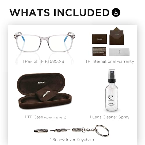 Image of Tom Ford FT5802-B Retangle Shape Eyeglass Frame With Luxury Eyewear Kit