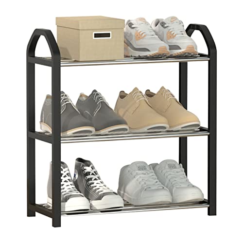 Olayemli Small 3 Tier Shoe Rack Organizer Storage,Narrow Shoe Stand Shelf Sneaker Racks,Black Free Standing Shoes Rack Vertical Shoe Holder Shelves For Closet,Entryway,Bedroom Floor #TOP5