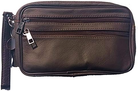 Pochette Homme Germanicus - Cuir D'Agneau Véritable - Noir - Fermeture Éclair