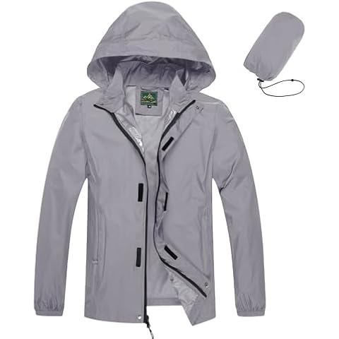 GIISAM Men’s Rain Jacket with Hood Lightweight Rain Coats Waterproof Raincoat Packable Windbreaker for Hiking Cycling Cover