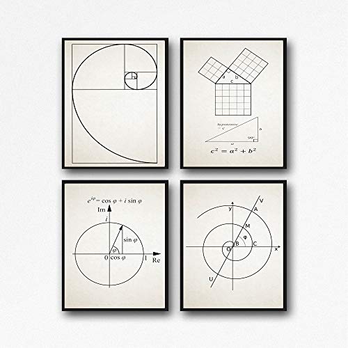Cadre mathématique Pythagore et formule d'Euler - Idée cadeau enseignant et étudiant 13x18 - 2
