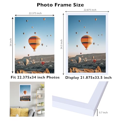 Image of JCJMY 22.375x34 Picture Frame White for Poster Photo Picture, Horizontal and Vertical Formats for Wall Hanging, 22.375 x 34 Wall Gallery Poster Photo Frame for 22.375 by 34 Photos Posters,White