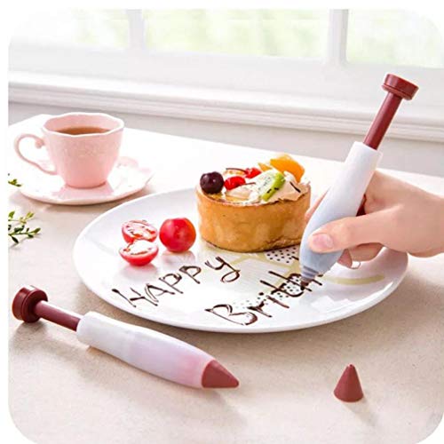 Danlai Fondant Decorating Pen Icing Decoration Kit Piping Cream Plastic Dessert Decorator Pastry Cream Making Chokolate Writing Plate Serving for Cake Cream Cupcakes