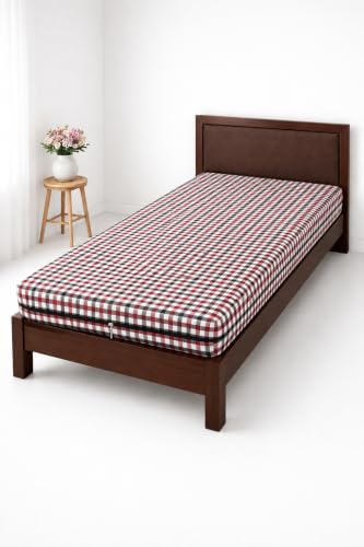 Image of Cotton Mattress Cover Protector for Single Bed with Strong Zip /Chain || Size (72x36x4) Inch / 6x3 Feet (Red)
