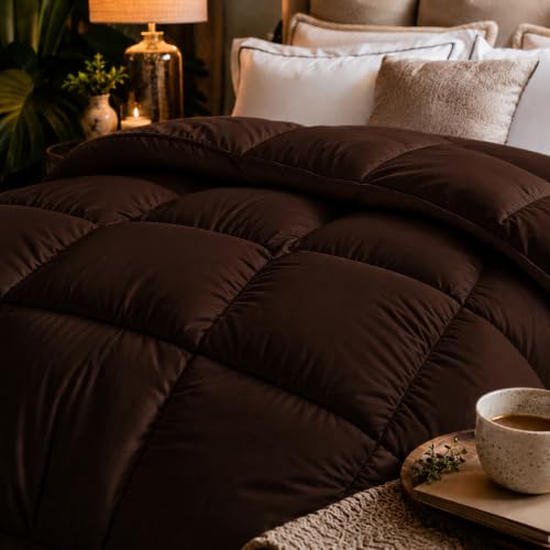 Image of Earthlycozy 500 GSM Premium Comforter - All-Season Down-Alternative, Lightweight, Breathable, Hypoallergenic and Machine Washable (Chocolate Brown, Double)