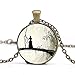 xinzhahi Gothic-Halskette, gruselige Frau, Silhouette verzauberter Wald, Fantasy-Art, Geschenk für jeden Tag