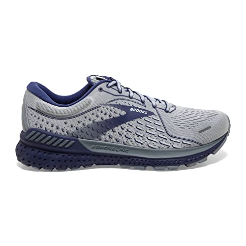 Brooks Men's Adrenaline GTS 21 Running Shoe - Grey/Tradewinds/Deep Cobalt - 11.5