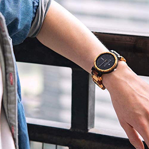 Bewell Men Colorful Wood Watches Multifunction Week & Date Quartz Mix Wooden Watch Mens Lightweight #TOP4