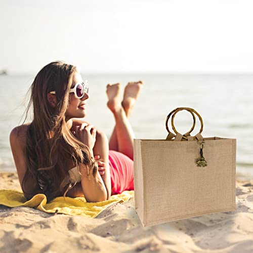 Image of Hibala Woven Large Beach Bag Straw Beach Tote Handmade Weaving Shoulder Tassel Bag Handbag