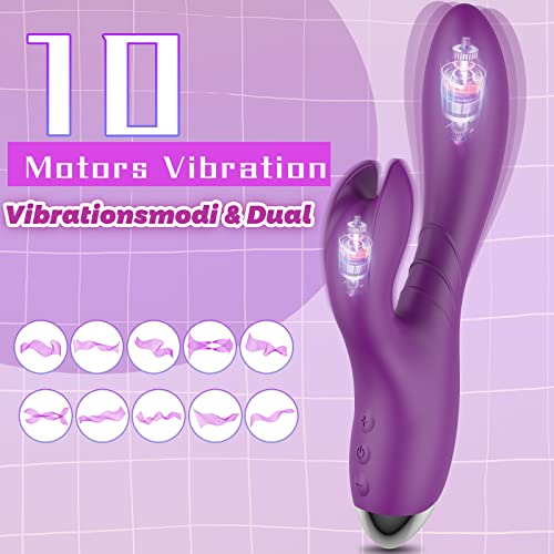 G-spot vibratoren, siliconen konijnenvibrators voor clitoris en G-spot met stootfunctie en 10 vibratiemodi, seksspeelgoed voor vrouwen - Afbeelding 3