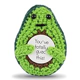 DAFURIET Mini Funny Avocado, 3 inch Knitted Wool Doll with Positive Card for Cheer Up Gifts and Party Decorations, Cute Wool Avocado Crochet Doll