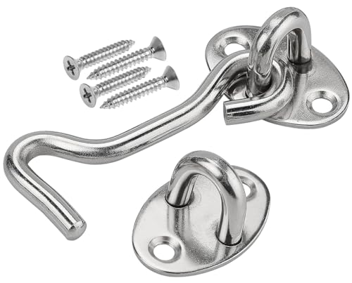 Litensh Lot de 2 verrous à crochet et à œillet pour porte de grange, porte de porte, porte de porte, porte de fenêtre, chambre à coucher, salle de bain...